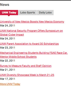 UNM Homepage News Tabs